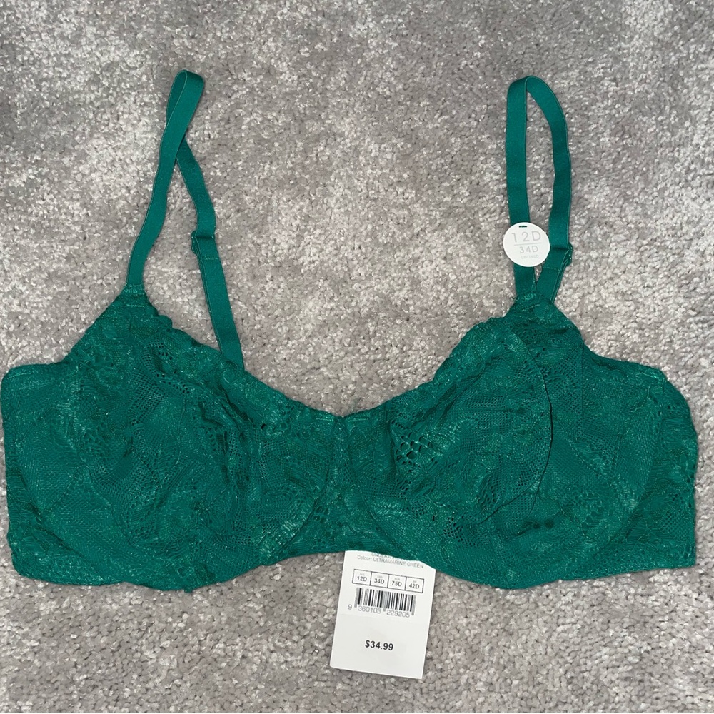 🍀NWT Coton On Ultramarine, Green Lace Bra